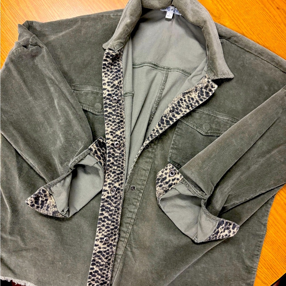 She + Sky Olive Corduroy Jacket